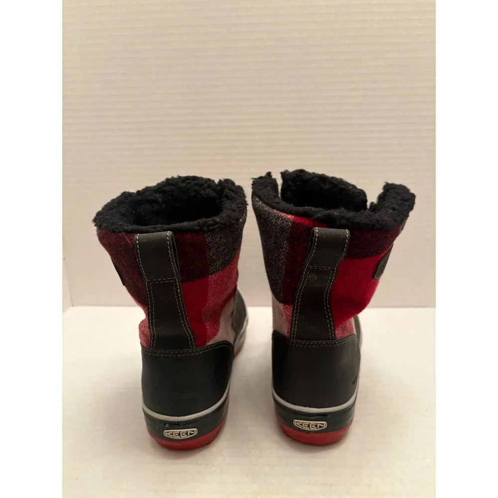 Keen Elsa Waterproof Winter Boots Black Red Plaid Insulated Womens 7 1017403
